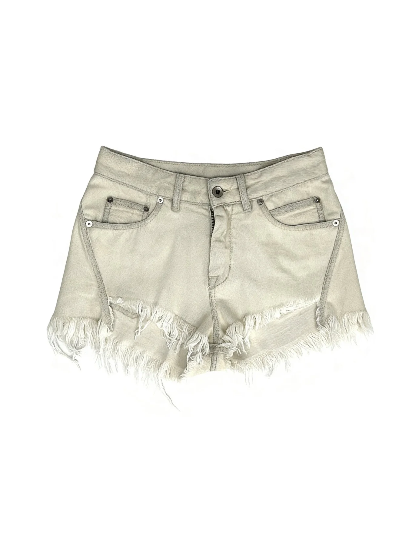 Off White Temple Bias Cutoffs